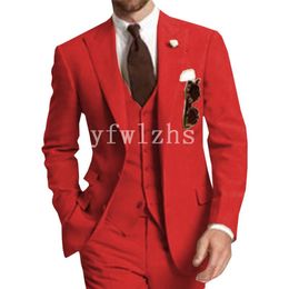 New Style Two Buttons Handsome Peak Lapel Groom Tuxedos Men Suits Wedding/Prom/Dinner Best Man Blazer(Jacket+Pants+Tie+Vest) W261