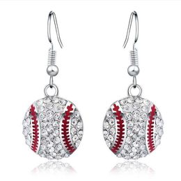 Fashion earrings full rhinestone silver round baseball earrings temperament earrings WY1402