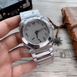 NEW Octo Finissimo Arabic Number 103011 Automatic Mens Watch Grey Dial Steel Case High Quality Gents Watches Stainless Steel Bracelet