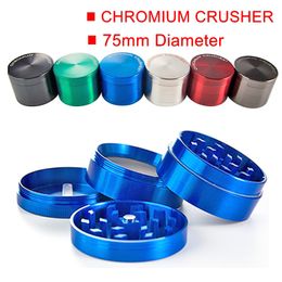 Wholesale Sharpstone Chromium Herb Grinder Crusher Smoking Accessories 75mm 4 Layers Spice Pepper Tobacco Grinders Zinc Metal Alloy Grinder 5915C