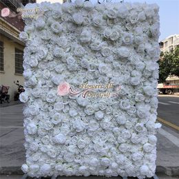 3D Artificial Flowers Wall Panel Wedding Decoration Fake Rose and peony Flower Wall Wedding backdrop Runners Home Decor GY725