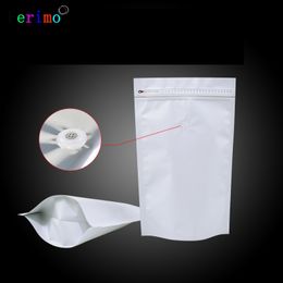 100pcs 15 x 23 cm High quality White Stand Up Zip Lock Bags Aluminum Foil Bigl Ziplock Plastic Bag Storage With Air Valve