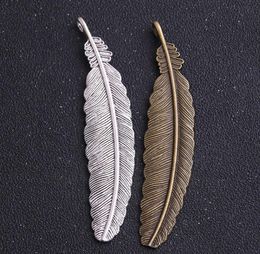 20pcs 21*104mm Two Colour Feather Plumage Charms Pendants Bookmark For Books For DIY Jewellery Making Findings