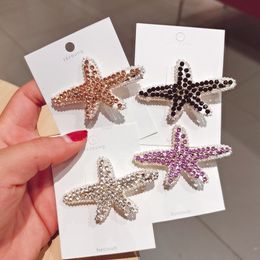 S1571 Hot Fashion Jewelry Pearls Rhinstone Starfish Hair Clip Barrette Womens Girls Hairpin Barrettes Dukbill Toothed Bobby Pin