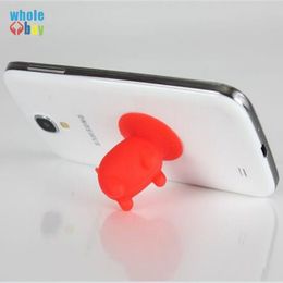 500pcs/lot Universal Silica Gel Multi Color cartoon Pig Sucker Stand Holder lazy bracket for Cellphone Tablet Accessory Free Shipping
