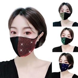 Two Color Splicing Face Mask Anti Dust Fashion Protection Mouth Respirator Breathable Reusable Mascarilla Rhinestone Crystal Girl 6 91jy B2