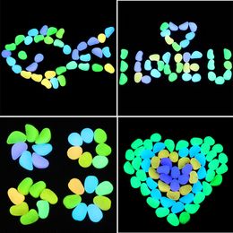 100pcs/bag Glow In The Dark Luminous Pebbles Stones For aquarium Wedding Romantic Evening Festive Events Garden Decorations Crafts toys B1