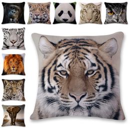 Cushion Cover Animal Printed Throw Pillows Covers Linen Decorative Pillowcase Home Beddroom Decor Tiger Elephant Monkey 7 Designs DW4801