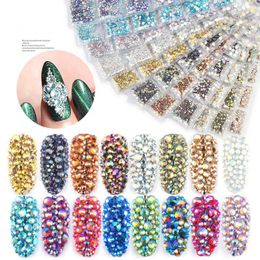 1 Pack Mixed SS4-SS16 Flatback Nail Rhinestones Crystal AB Colourful 3d Glass Stones DIY Charm Gems Manicure Nail Art Decorations