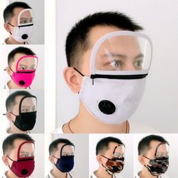 Adults Face Mask with Eye Shield Washable Cotton Mask with Breather Valve PM2.5 Protective Safety Mouth Cover Masks