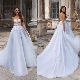 Sky Blue Wedding Dresses Sleeveless A Line Bridal Gowns Plus Size 2 4 6 8 10 12 14 16 18 20 22 24