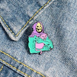 Ghost Enamel Pin ghost Skull Hug purple cat Brooches badge horror Halloween shirts Gift for Friends Broche