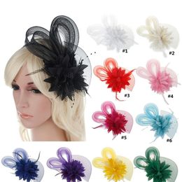 11 Colour bridal tiara hair band Bridesmaid flower hairbands Feather rabbit ear Hair Accessories is in stock photo props Headwear head wrap