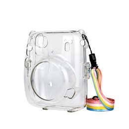 Popular fashion designer clear pc crystal crossbody sling camera bag for Fujifilm instax mini 11 with rainbow strap