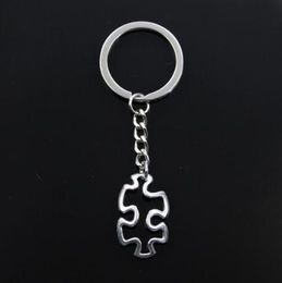 20pcs/lot Key Ring Keychain Jewelry Silver Plated Jigsaw Puzzle Piece Charms Pendant key Accessories new