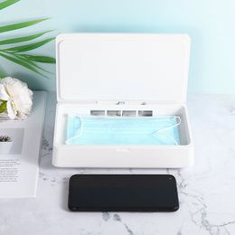 LED Phone Wireless Charger Mask Disinfection Box UV Sterilizer with Voice Function - Black Type B