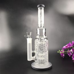 unique white pattern thick glass bong hookahs 14inch oil dab rig inline perc percolator for water pipes