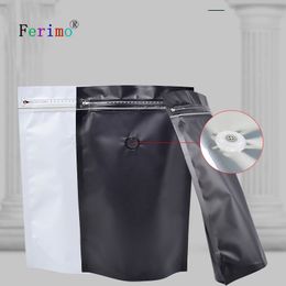 100pcs 23x34cm(9x13.3in) White/Black Air Valve Heat Sealing Aluminium Foil Mylar Zip Lock Storage Bags Tear Notch Wholesale