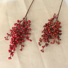 Single Branch Foam Red Berry DIY Christmas Decorations Flower Wedding Home Party Decoration Artificial Flowers Berry Fake Flowers Branch