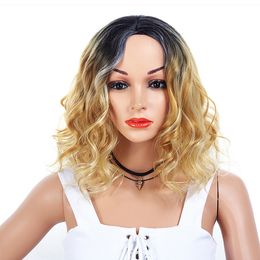 High Quality lace front Wigs Short Bob Curly Wavy Heat Resistant Synthetic for Women