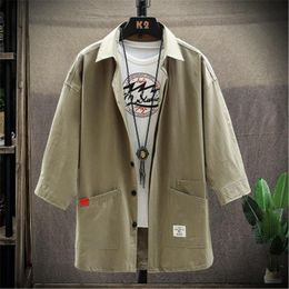 Man Half Sleeve Tooling Shirt Fashion Trend Casual Collar Japanese Tide Loose Tees Clothing Designer Male Single Breasted Tops Shirts