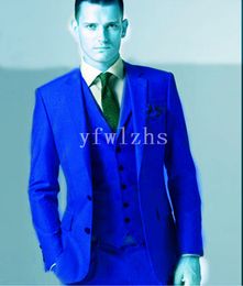 New Style Two Buttons Handsome Notch Lapel Groom Tuxedos Men Suits Wedding/Prom/Dinner Best Man Blazer(Jacket+Pants+Tie+Vest) W217