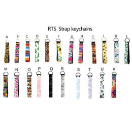 22 Designs Wristband Floral Printed Party Key Chain Neoprene Ring Wristlet Keychain Lanyard Chain Holder to Match Chapstick Holder Hand Wrist for Girls Women