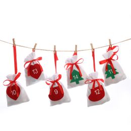 Christmas Drawstring pouches sets 11*16cm White Bunch Felt Christmas Gift Storage Bag Digital Suit Creative Gift