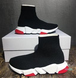 Sıcak Satış-Kadınlar Erkek Çorap Hız Trainer Ayakkabı Sneakers Örme Kayma-on Yüksek Kalite Casual Yürüyüş Ayakkabı Rahatlık Hepsi Siyah CHAUSSURES