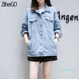 Fashion-ZiherGo Loose Casual Denim jacket Light Blue high quality Denim Coat Single-breasted Slim Women Spring/Autumn Jackets