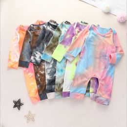 Baby Footies Kids Boys Girls Solid Article Pit Jumpsuits Infant Tie Dye Climbing Rompers Newborn Long Sleeve Knitted Button Onesies LSK526