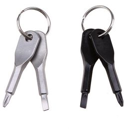 Screwdrivers Keychain Outdoor Pocket 2 Colours Mini Screwdriver Set Key Ring With Slotted Phillips Hand Key Pendants