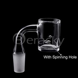 New Bevelled Edge Quartz Banger With Spinning Hole 3mm Wall 25mmOD 10mm 14mm 18mm 45&90 Male Female Quartz Bangers Nails For Dab Rigs