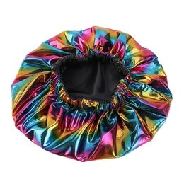 Large Women Double Layer Wide Skull Caps Stretch Bandana Sleeping Turban Hat Headwrap Bonnet Hair Accessories