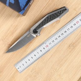 Green thorn, 0470 titanium alloy folding knife D2 blade, carbon fiber + Titanium 3D handle outdoor fruit folding knife EDC tool