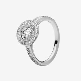 925 Sterling Silver Vintage Circle Ring Wedding Gift for Pandora Rose gold plated CZ diamond Rings with Original box for Women Girls