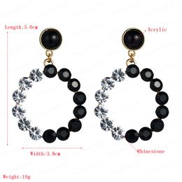 New Arrivals Luxury Round Statement Drop Earrings Charm Shiny Girls Gifts Double Colour Rhinestone Dangle Earring for Woman