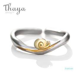 luxury- Gold Snails S925 Silver Finger Ring Journey Design Handmade Elegant Wave Ring For Women Gift Female Natural Fine Jewelry Y1905160