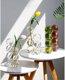 Glass vases Creative and simple transparent gourd floret flower arrangement dry flowers hydroponics Home Décor vase
