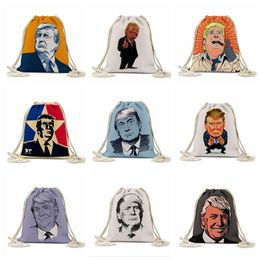 Storage Bag Trump Draws Rope Bag US Presidential Election Trump Printed Bags Outdoor Backpack Drawstring Pocket FoldableStorage Bag LSK541