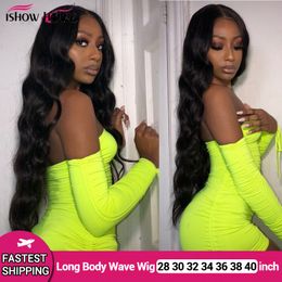 Ishow 28 32 40inch Long Human Hair Wigs Lace Front Wig Natural Color 13x4 13x6 5x5 4x4 Yaki Straight Kinky Curly Water Loose Deep Body Wave Headband Wig Bangs for Women