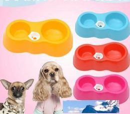 Pet Dog Cat Kitten Dual Feeder Bowl drinking Drink Water Fountains Feeders For Dogs Food Dispenser Feeder Cat Drinking Bowl Cup VVA323