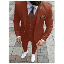 Handsome One Button Groomsmen Notch Lapel Groom Tuxedos Men Suits Wedding/Prom/Dinner Best Man Blazer(Jacket+Pants+Tie+Vest) W233