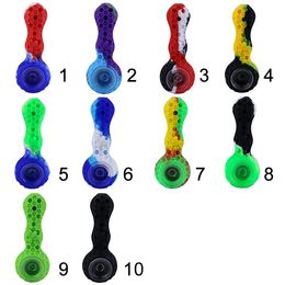 Silicone Smoking Honeycomb Styles Oil Burner Dab Pipes Tobacco with Glass Bowl water Pipe