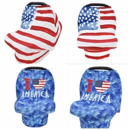 Nursing Cover Kids 5 IN 1 Breastfeeding Stroller Cover Boys Girls Cozy Carseat Canopy Baby Car Seat Maternity Print Flag Towel LSK372