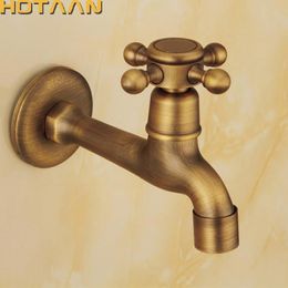 Long garden use Bibcock faucet tap crane Antique Brass Finish Bathroom Wall Mount Washing Machine Water Faucet Taps YT-5158