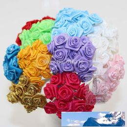 Free Shipping 1.5cm head Multicolor Mulberry satin Flower Bouquet/wire stem/ Scrapbooking artificial rose flowers(144pcs/lot)