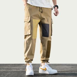 iiDossan Cotton Patchwork Cargo Pants Men 2020 Streetwear Joggers Mens Pants Hip Hop Trousers Multi-pockets Plaid Overalls New