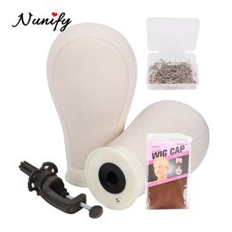 Nunify 21/22/23/24/25Inch Canvas Wig Head And Stand Manikin Head Wigs Mannequin Head Stand Wig Making Kit Hair Extension Holder CX200716