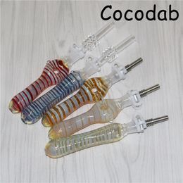 Glass Nectar Mini Water Pipes with GR2 Titanium Nail Hookahs 10mm Concentrate Dab Straw Nectar Silicone Oil Rigs